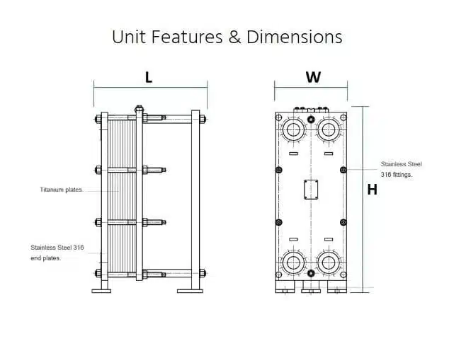 Titanium Heat Exchanger Dimension Specs